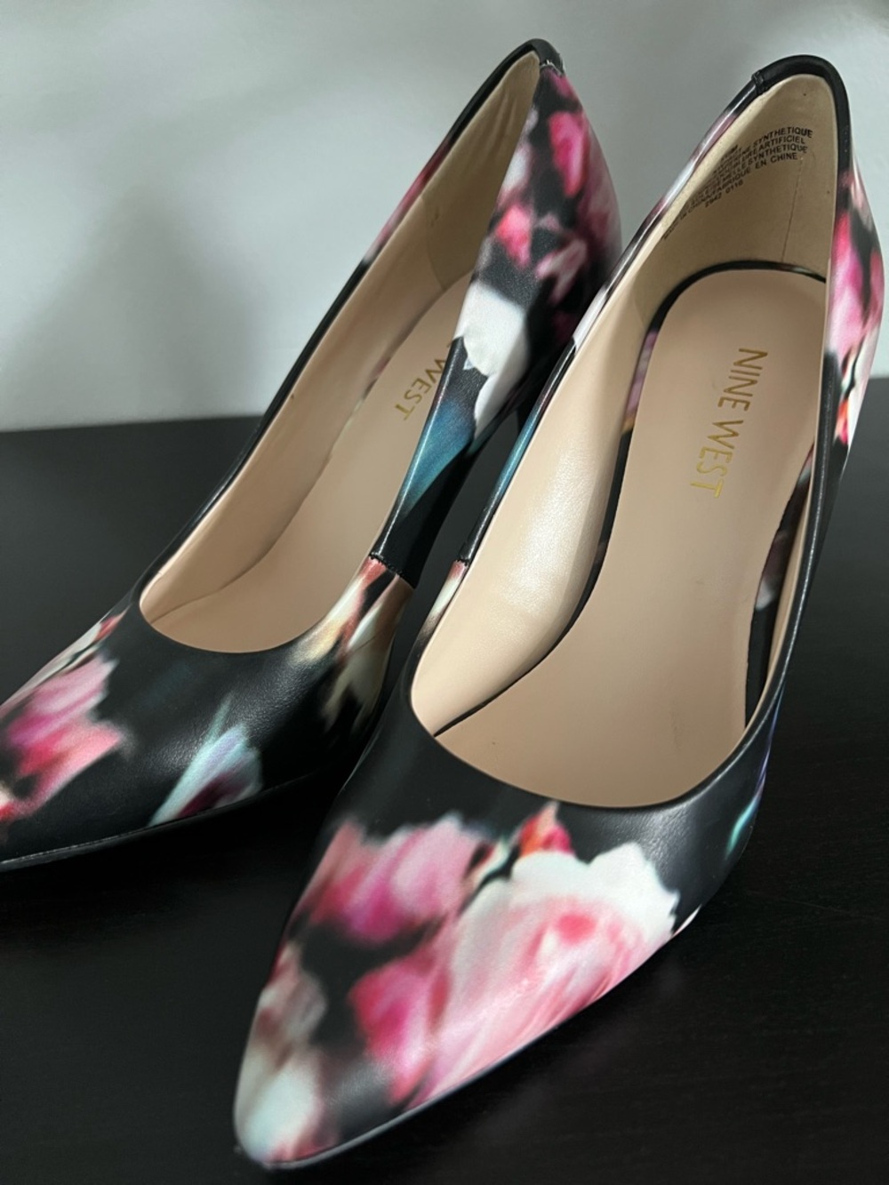 Nine West Black Floral Heels Pumps Size 5.5 | 3” Heel | Elegant Dress Shoes - Picture 3 of 10